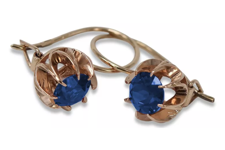 Vintage rose pink 14k 585 gold earrings vec062 alexandrite ruby emerald sapphire ...