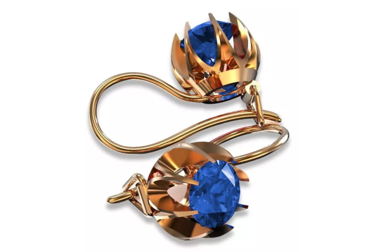 Vintage rose pink 14k 585 gold earrings vec062 alexandrite ruby emerald sapphire ...