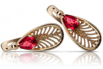 Russische Sowjetische Rose Pink 14k 585 Gold Ohrringe vec067 Alexandrit Rubin Smaragd Saphir ...