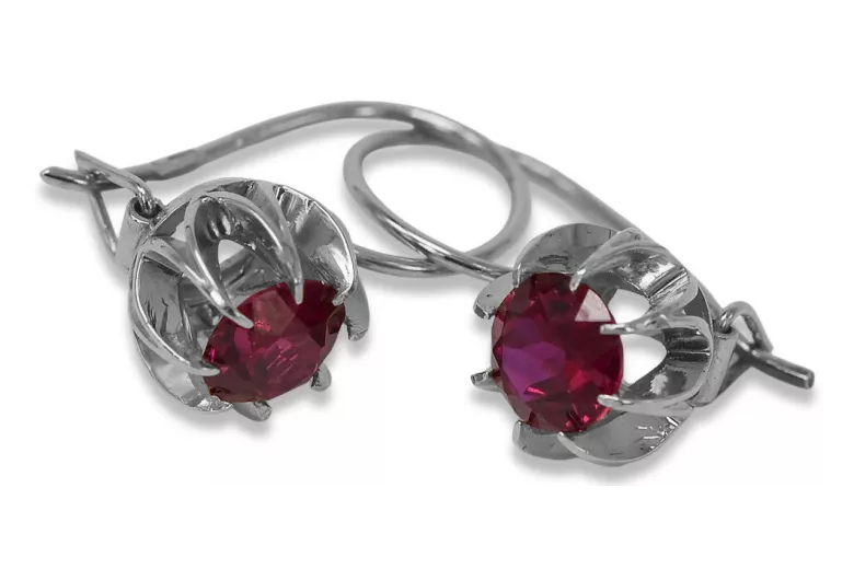 Vintage 925 Silver ruby earrings vec062s
