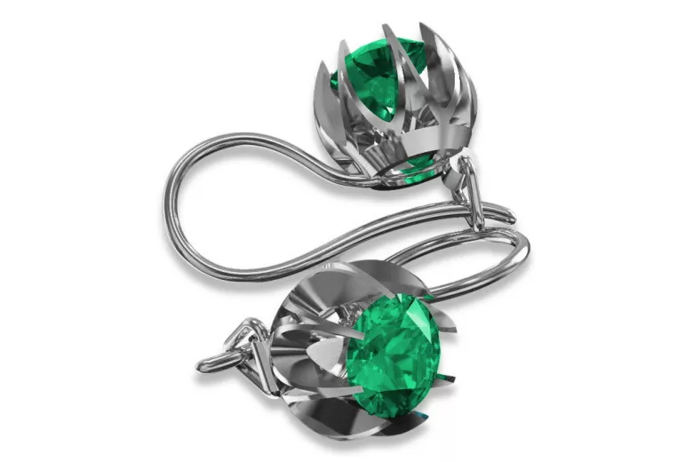 Vintage 925 Silver emerald earrings vec062s
