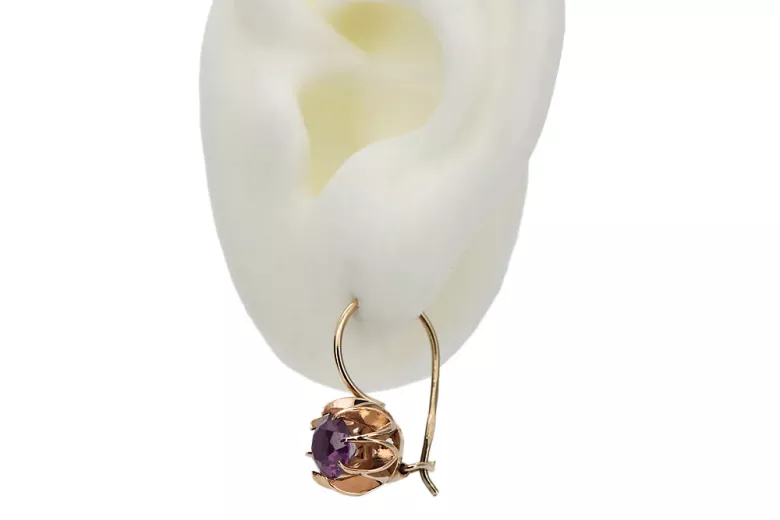 Vintage silver rose gold plated 925 amethyst earrings vec062rp