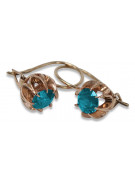 Vintage silver rose gold plated 925 aquamarine earrings vec062rp