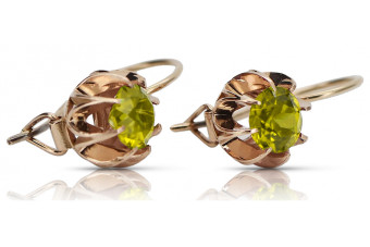 Vintage silver rose gold plated 925 peridot earrings vec062rp