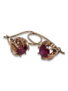Vintage silver rose gold plated 925 ruby earrings vec062rp