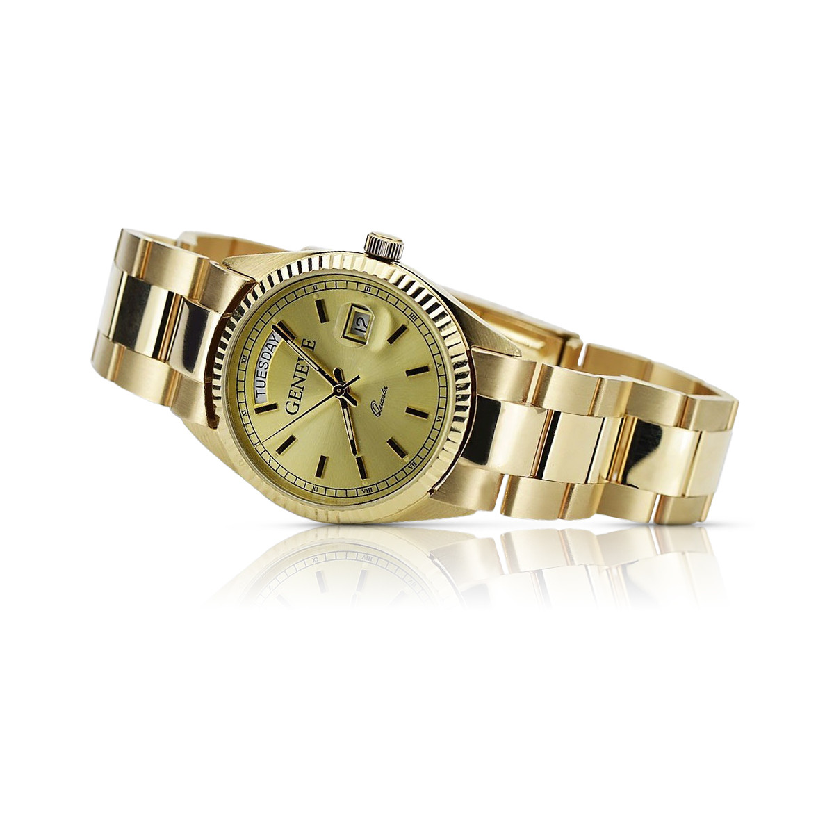 мъжки златен часовник с гривна 14k Geneve mw013ydy&mbw017y