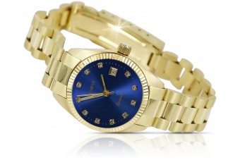 Yellow 14k 585 gold lady wristwatch Geneve watch Rolex style lw020ydbl&lbw009y