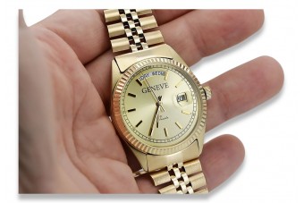 Gold men's watch Geneve ☆ zlotychlopak.pl ☆ Gold purity 585 333