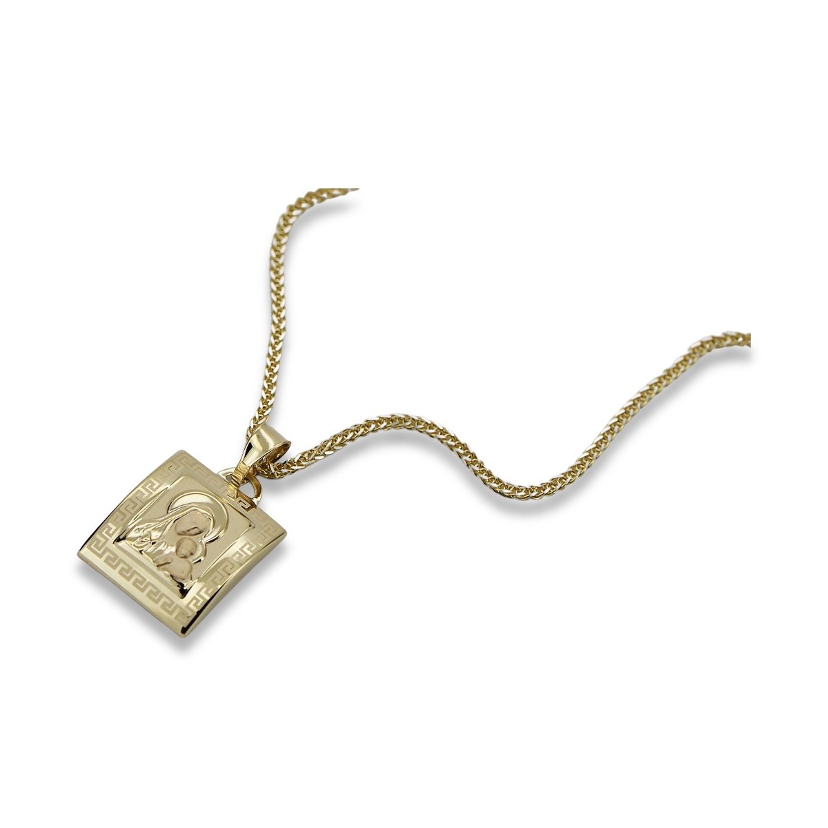 Gold Mary medallion icon pendant with chain ★ zlotychlopak.pl ★ Gold 585 333 low price