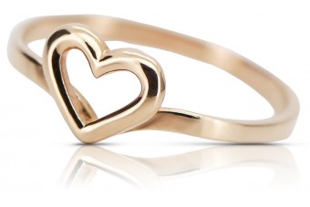 Oryginalny wyrób Vintage: Elegancki pierścionek z 14k różowego złota z sercem Bez Kamieni.  vrn116