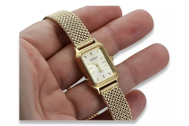 kopie der Geneve Damenuhr aus 14-karätigem Gold mit Armband Lw023y&lbw004y