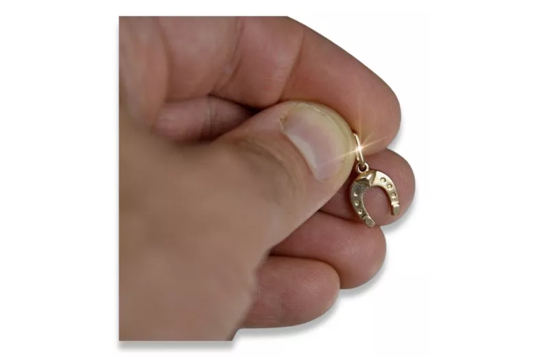 "Безкаменен Винтидж Медальон във Формата на Подкова от 14k Розово Злато" vpn006