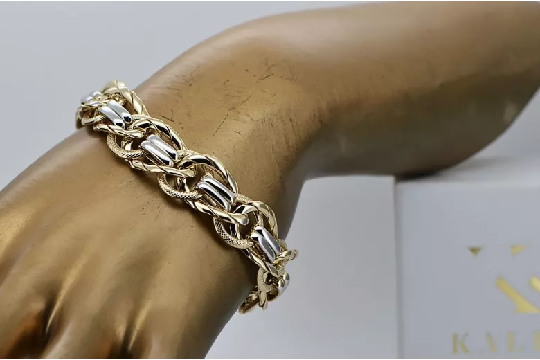 Italian Dome Rollo Link Bracelet in 18K Yellow and White Gold