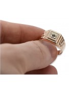 pink rose 14k gold 585 Men's signet ring csc018r