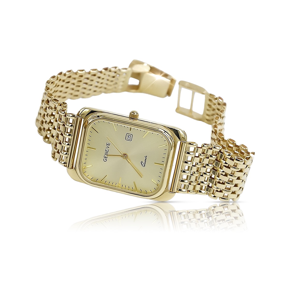 Yellow 14k gold men's watch with bracelet Geneve mw001y&mbw004y