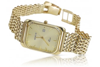 Жовтий 14k золотий чоловічий годинник з браслетом Geneve mw001y&mbw004y20cm