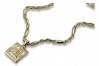 Złoty medalik Bozia 14k 585 z łańcuszkiem Corda Figaro pm001y&cc004y45