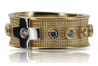 Утонченное кольцо из 14к желтого золота с цирконом в стиле "Розарий" для дам crc002yw
