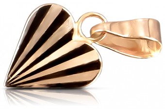 "Vintage-Style 14K 585 Rose Gold Heart Pendant, No Stones" vpn080