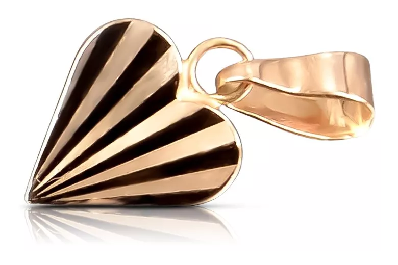 "Vintage-Style 14K 585 Rose Gold Heart Pendant, No Stones" vpn080