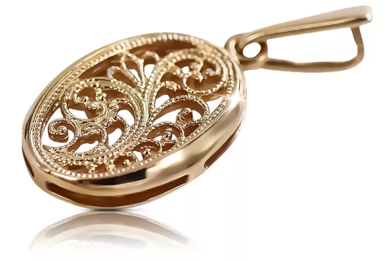 "Bijuterie autentică vintage: Pandantiv oval din aur roz 14k, fără pietre" vpn088