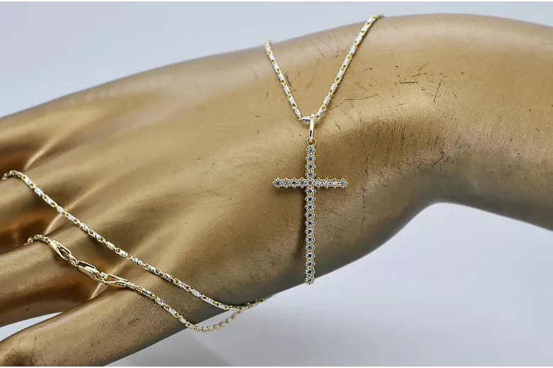 Catholic Cross & Anchor 14k gold chain ctc029y&cc008yw