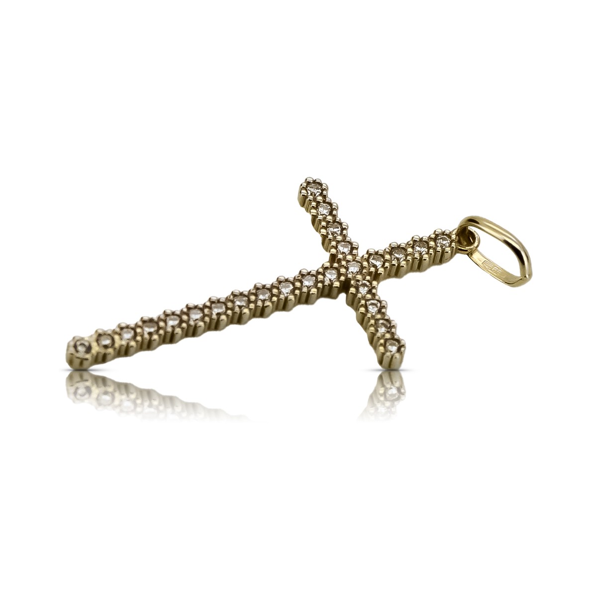 Cruce catolică din aur cu zirconi 14k 585 pandantiv cu cruce cu Isus aur alb galben ctc029y