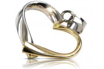 "Luxurious L-Size 14K Yellow White Gold Heart Pendant" cpn013yw