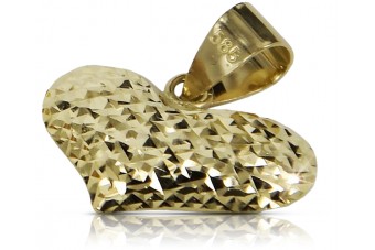 Italian yellow 14k gold beautiful modern heart pendant cpn018y