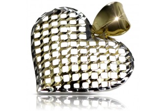 Изящный кулон-сердце из 14-каратного белого и желтого золота cpn026y