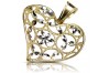 Superbe pendentif de coeur moderne en Or Jaune Blanc 14k d'origine italienne cpn030