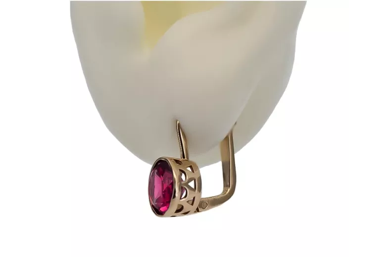 "Рубінові сережки у стилі вінтаж з рожевого золота 14к 585" vec107