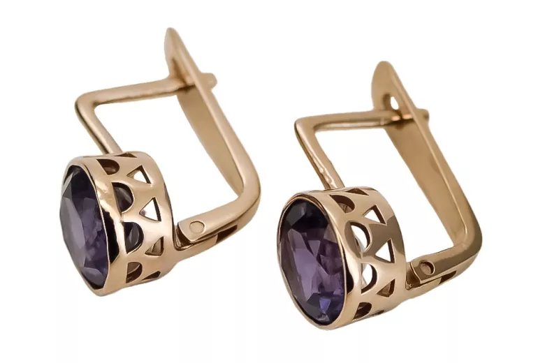 Boucles d'oreilles en or rose plaqué argent 925 avec Alexandrite vec107rp