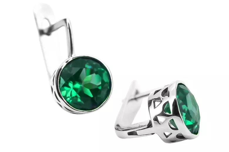 Vintage 925 Silver Emerald earrings vec107s