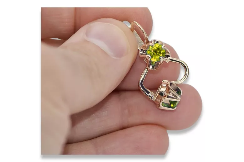 "Cercei Peridot originali din aur roz de 14k, design vintage rusesc vec018" style