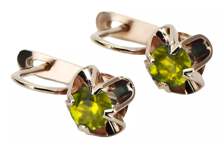 "Cercei Peridot originali din aur roz de 14k, design vintage rusesc vec018" style