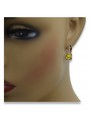 "Péridot jaun, Or rose 14 carats vintage d'origine, Boucles d'oreilles russes soviétiques vec018" style