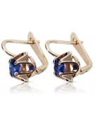 "Original Vintage 585 Gold Sapphire Earrings with 14K Rose Pink Accent vec018" style
