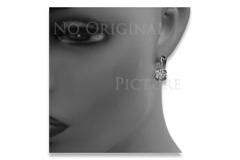 Vintage rose pink 14k 585 gold Setting earrings vec018