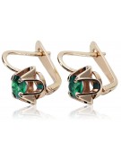Vintage silver rose gold plated 925 Emerald earrings vec018rp