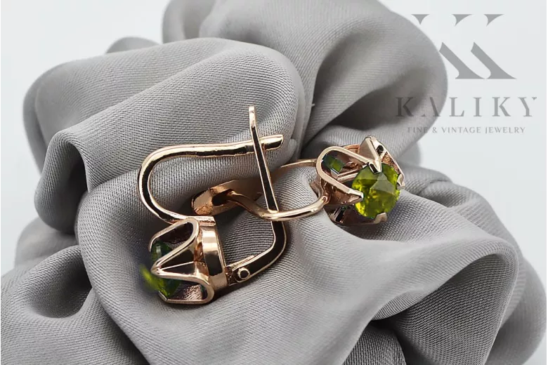Vintage silver rose gold plated 925 Peridot earrings vec018rp