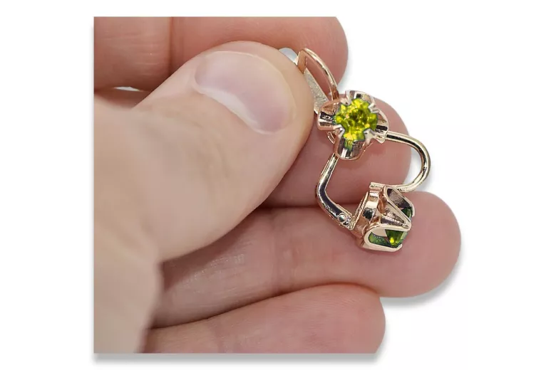 Vintage silver rose gold plated 925 Peridot earrings vec018rp