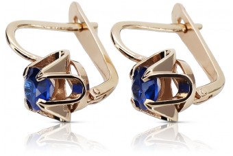 Vintage silver rose gold plated 925 Sapphire earrings vec018rp