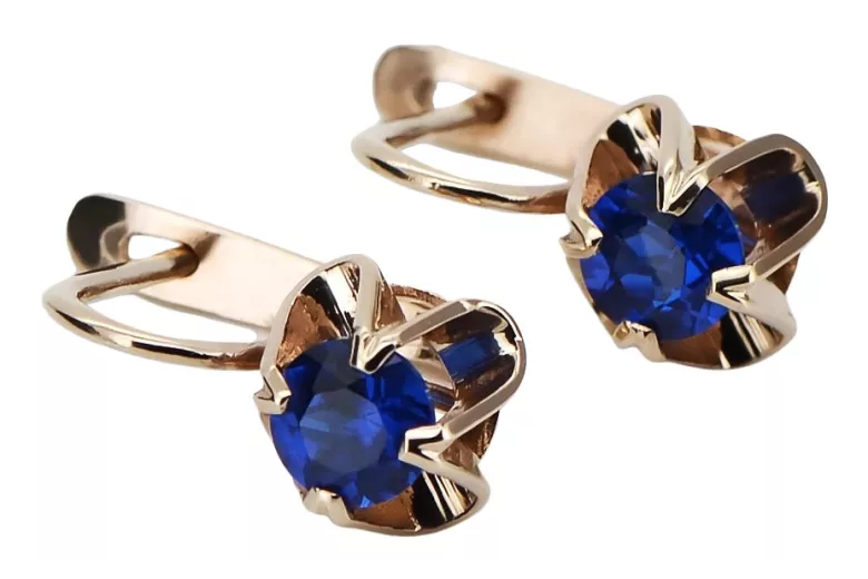 Vintage silver rose gold plated 925 Sapphire earrings vec018rp