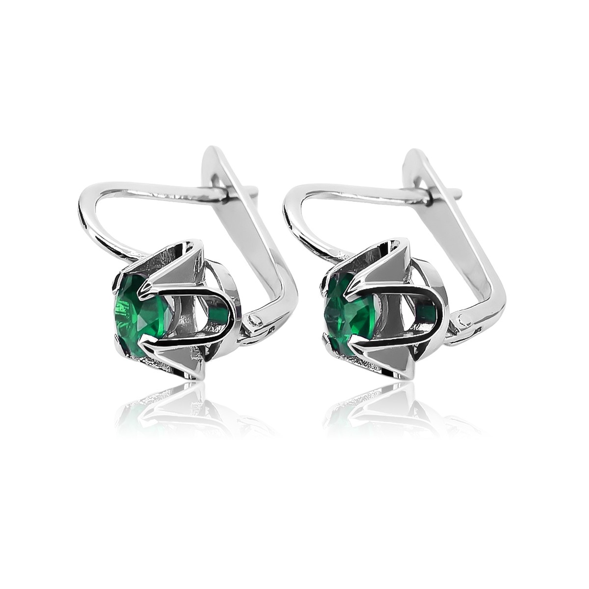 Vintage 925 Silver Emerald earrings vec018s