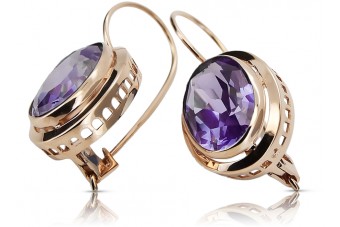 Boucles d'oreilles en or rose plaqué argent 925 avec Alexandrite vec114rp