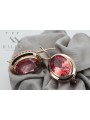 Vintage silver rose gold plated 925 Ruby earrings vec114rp