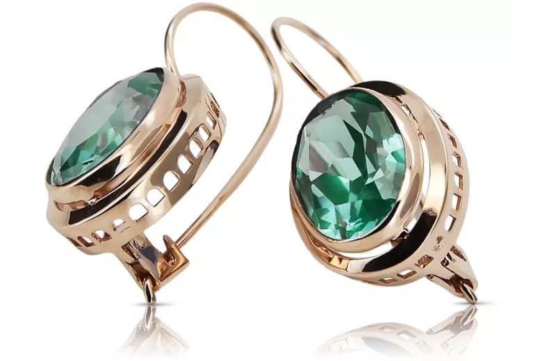 Ohrringe aus Roségold, vergoldetes Silber 925 mit Smaragd vec114rp
