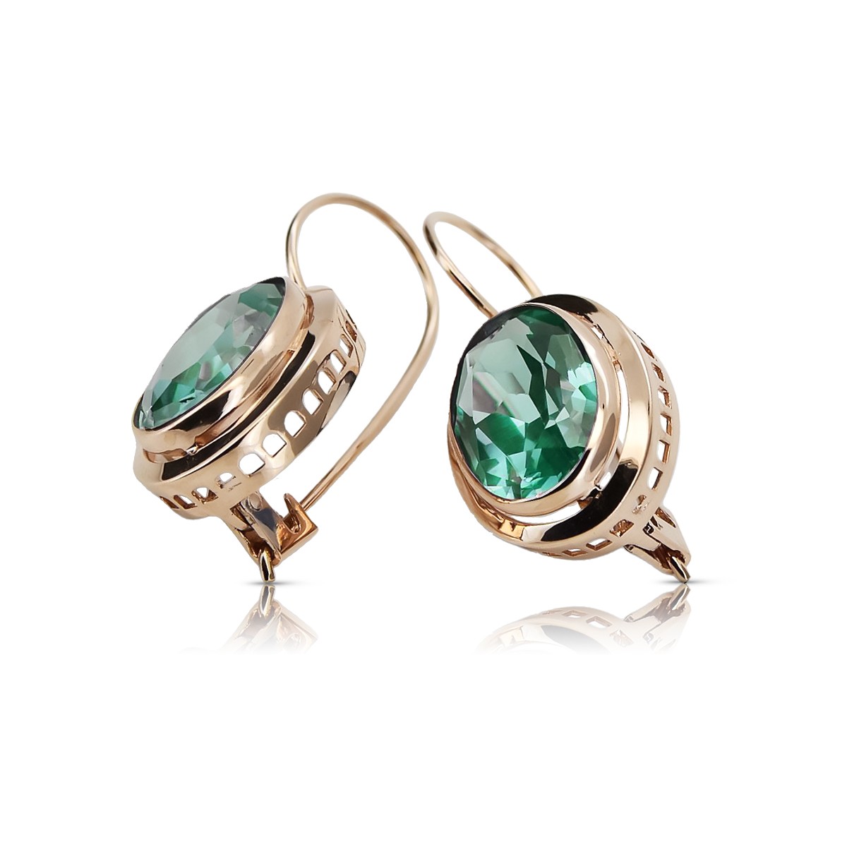 Vintage silver rose gold plated 925 Emerald earrings vec114rp