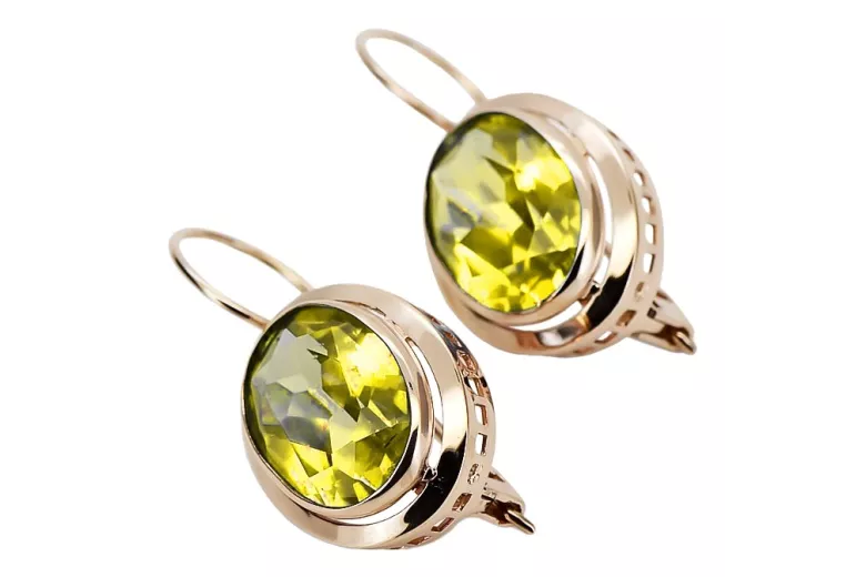 Vintage silver rose gold plated 925 Peridot earrings vec114rp